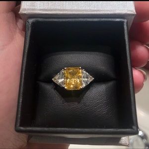 Landau 14k white gold Canary diamond cz